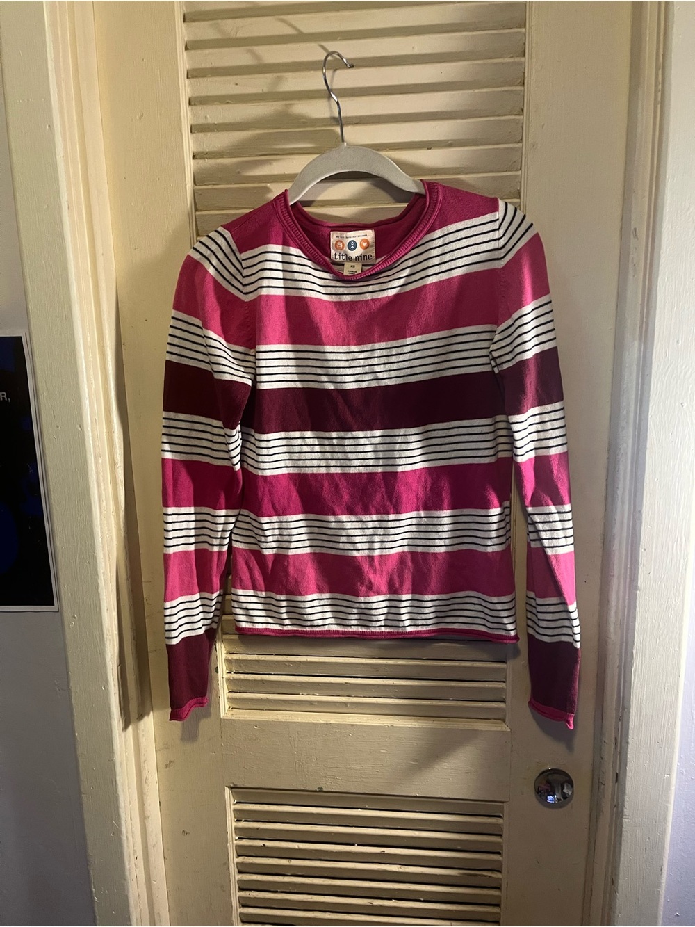Title nine Pink & White Striped Long-Sleeve Tee